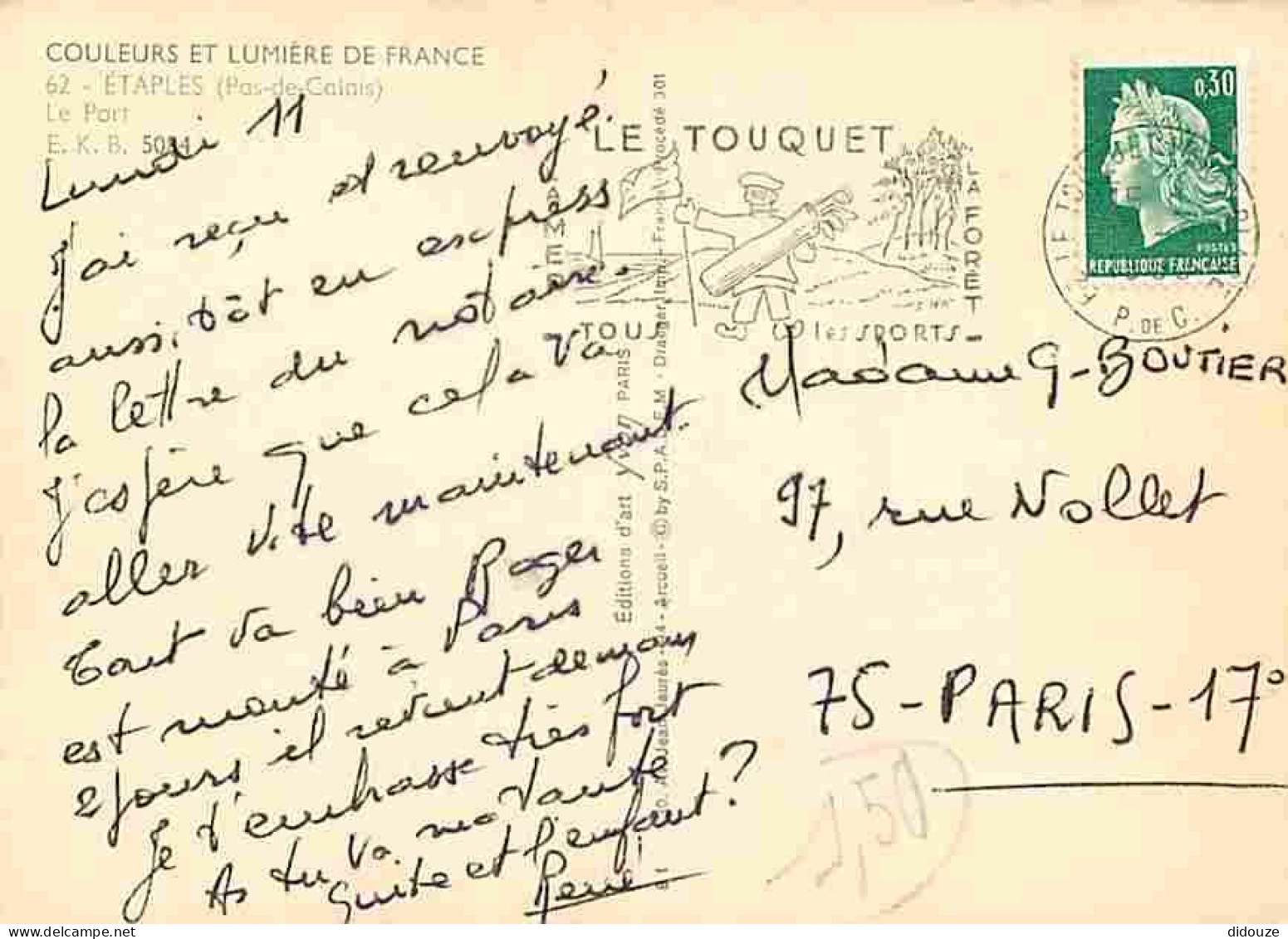 62 - Etaples Sur Mer - Le Port - Bateaux - Flamme Postale Du Touquet - CPM - Voir Scans Recto-Verso - Etaples