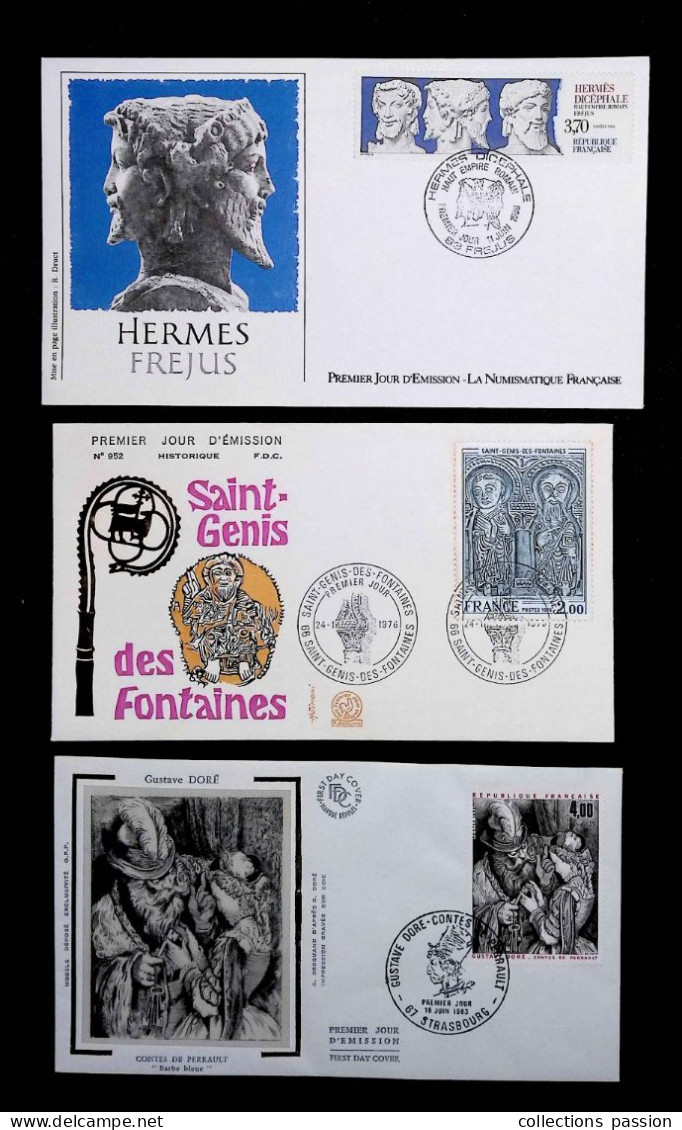 CL, FDC, 1 Er Jour, France, De 1961 à 1994, Loches, St Genis Des Fontaines, Fréjus, Serignan....LOT DE 18 PREMIERS JOURS - Non Classés