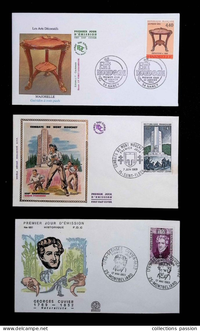 CL, FDC, 1 Er Jour, France, De 1961 à 1994, Loches, St Genis Des Fontaines, Fréjus, Serignan....LOT DE 18 PREMIERS JOURS - Non Classificati