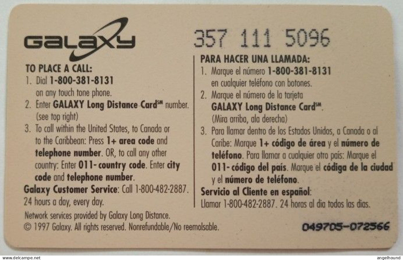 USA $10 Prepaid - Galaxy - Andere & Zonder Classificatie