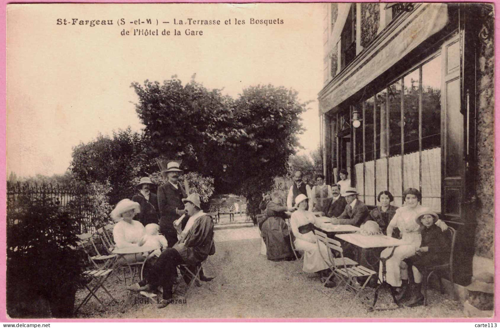 77 - B35014CPA - SAINT ST FARGEAU - La Terrasse Et Les Bosquets - Hotel De La Gare - Très Bon état - SEINE-ET-MARNE - Saint Fargeau Ponthierry