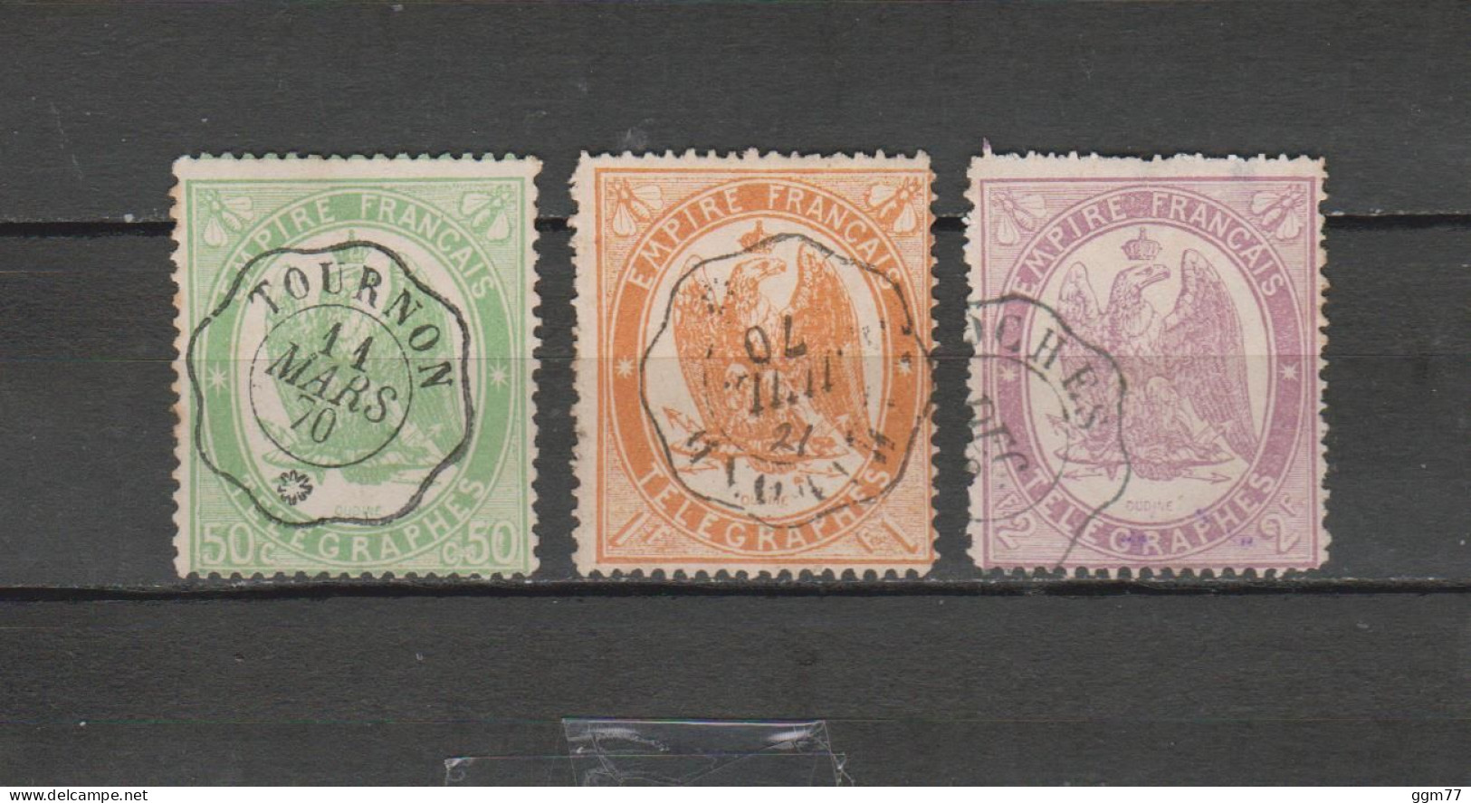 FRANCE  3 TIMBRES TELEGRAPHE N° 6 à 8 OBLITERES DE 1868    Cote : 67 € - Telegraphie Und Telefon