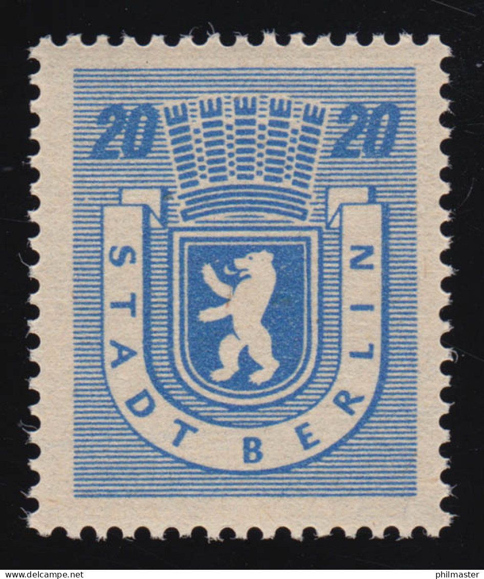 6Aa Wa Z S Berliner Wappen 20 Pfennig - Dünnes Papier, ** Geprüft Dr. Jasch BPP - Berlin & Brandebourg