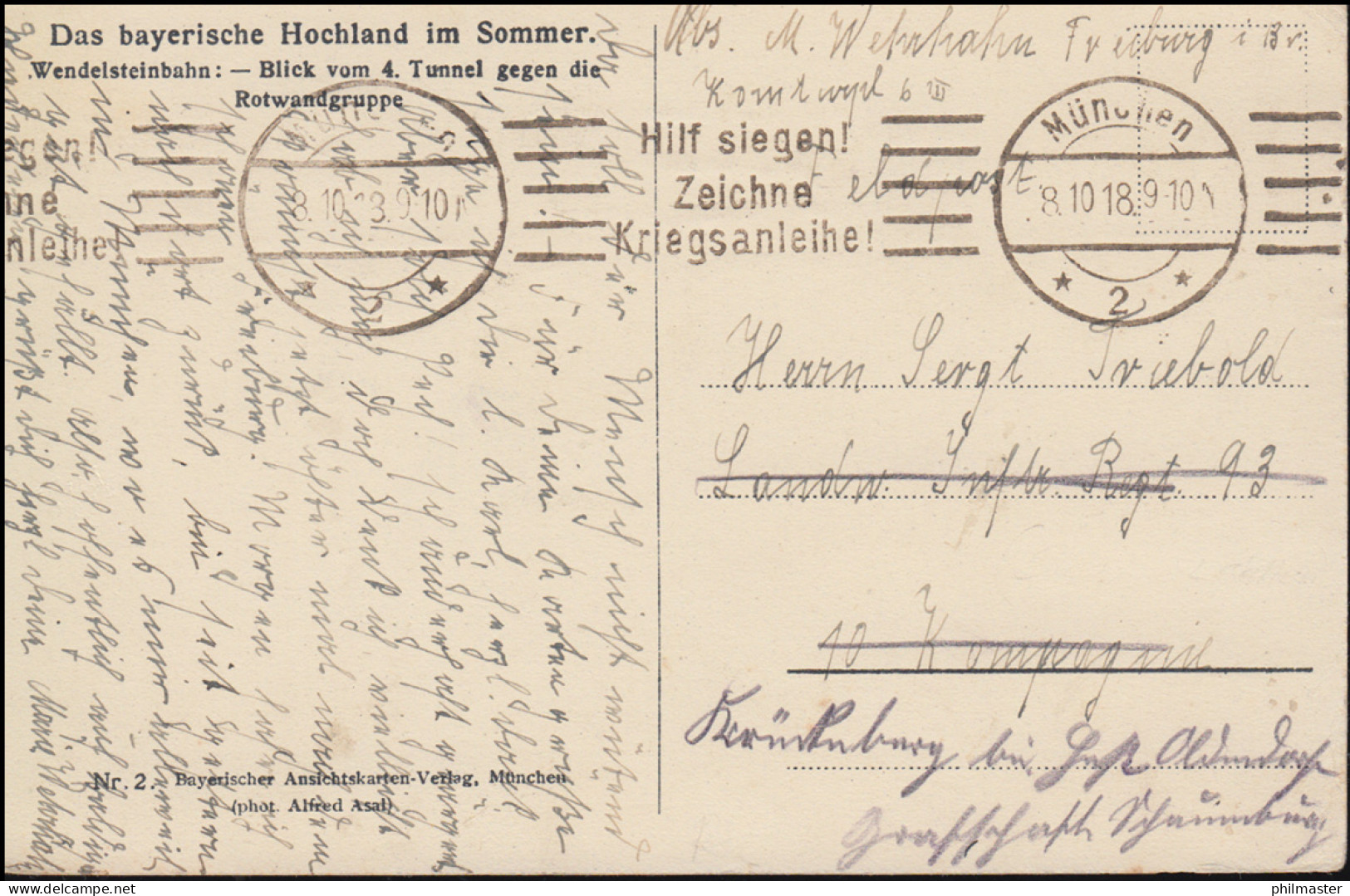 Ansichtskarte Bayern: Blick Zur Rotwandgruppe, Feldpostkarte MÜNCHEN 8.10.1918 - Partis Politiques & élections