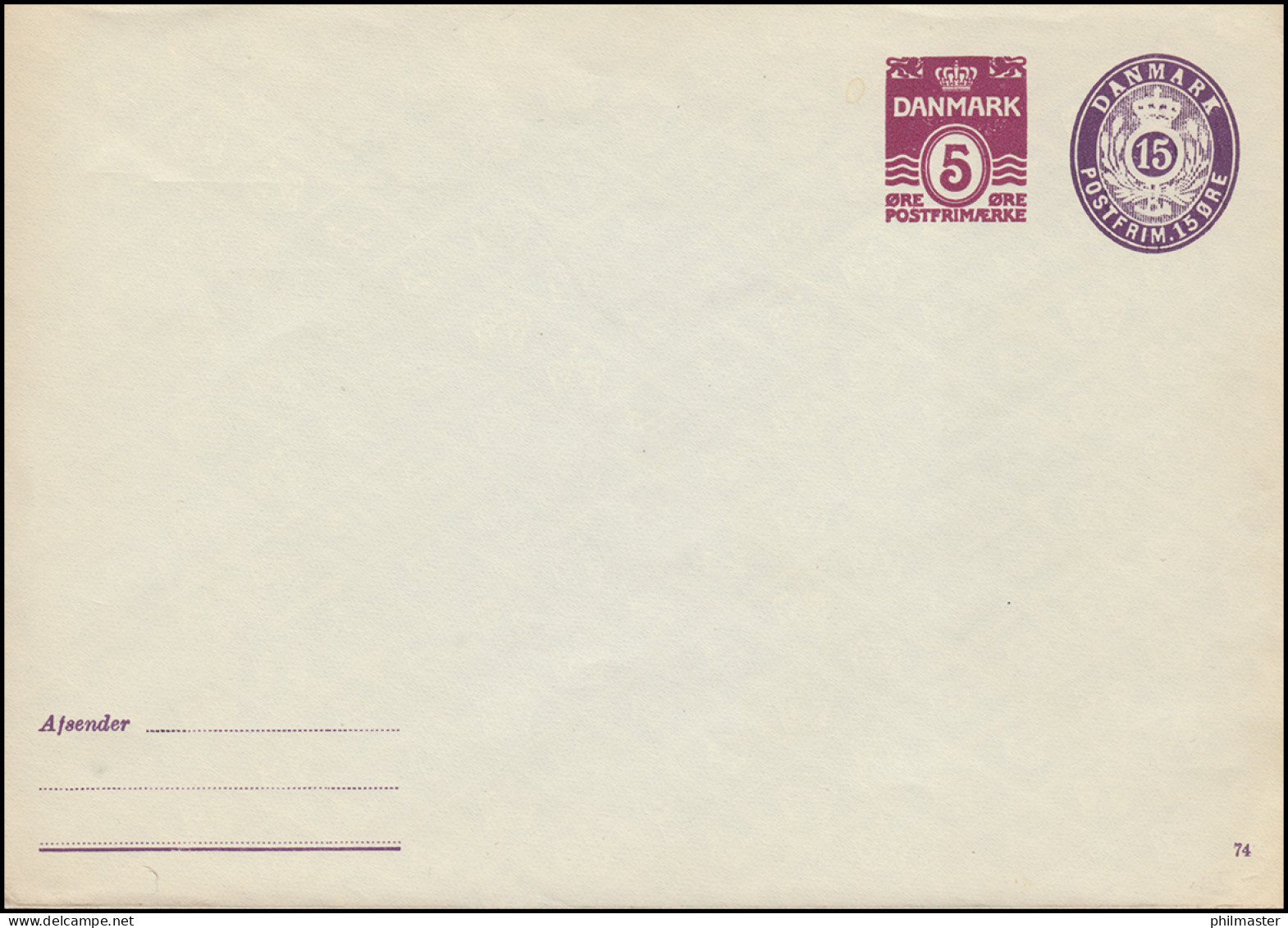 Dänemark Umschlag U 58 Ziffer 5+15 Öre Kz. 74, Ungebraucht (kleine Mängel) - Postal Stationery