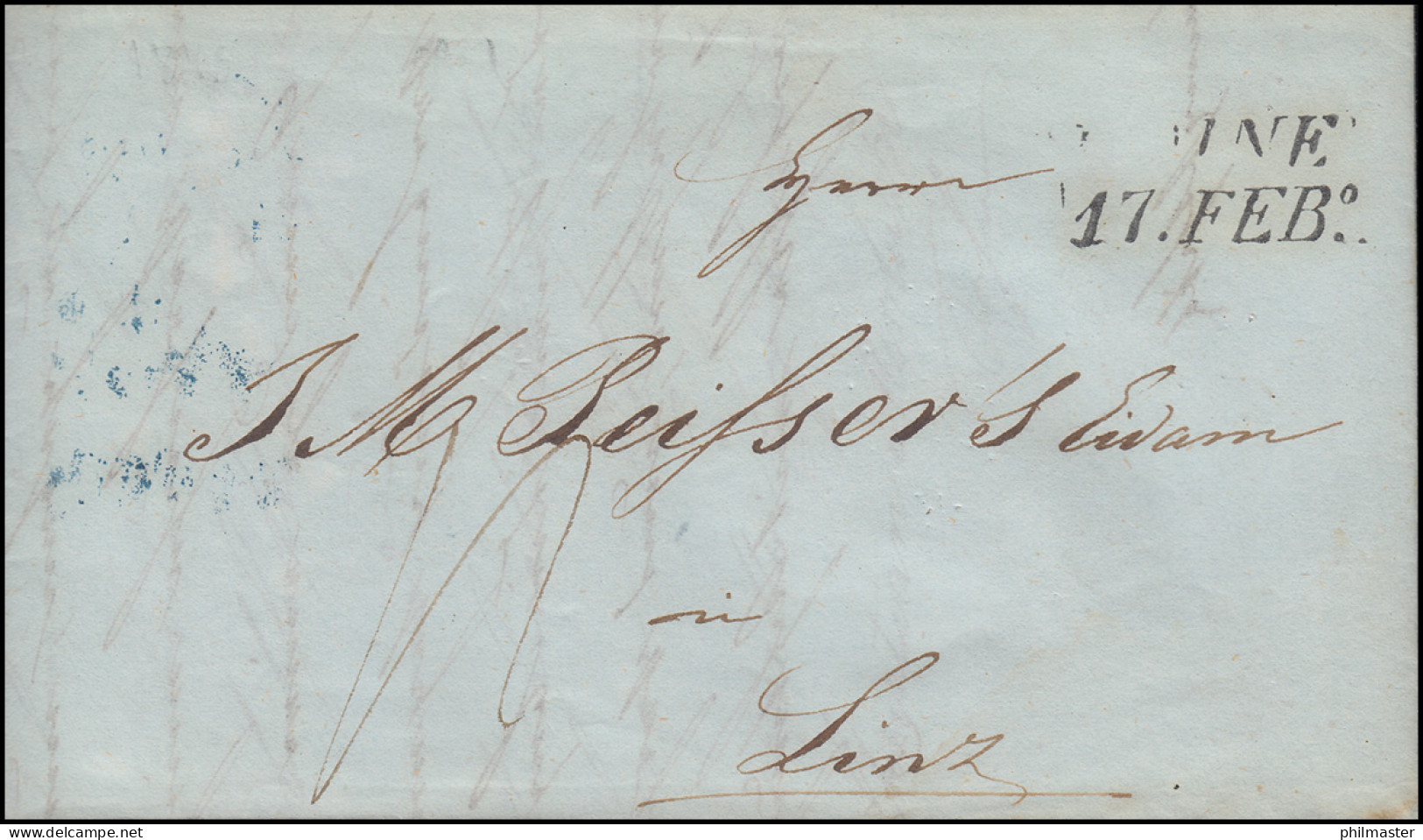 Ungarn Vorphilatelie Brief Aus Ofen Vom 16.2.1843 Nach Zweizeiler LINZ 21. FEB. - ...-1867 Préphilatélie