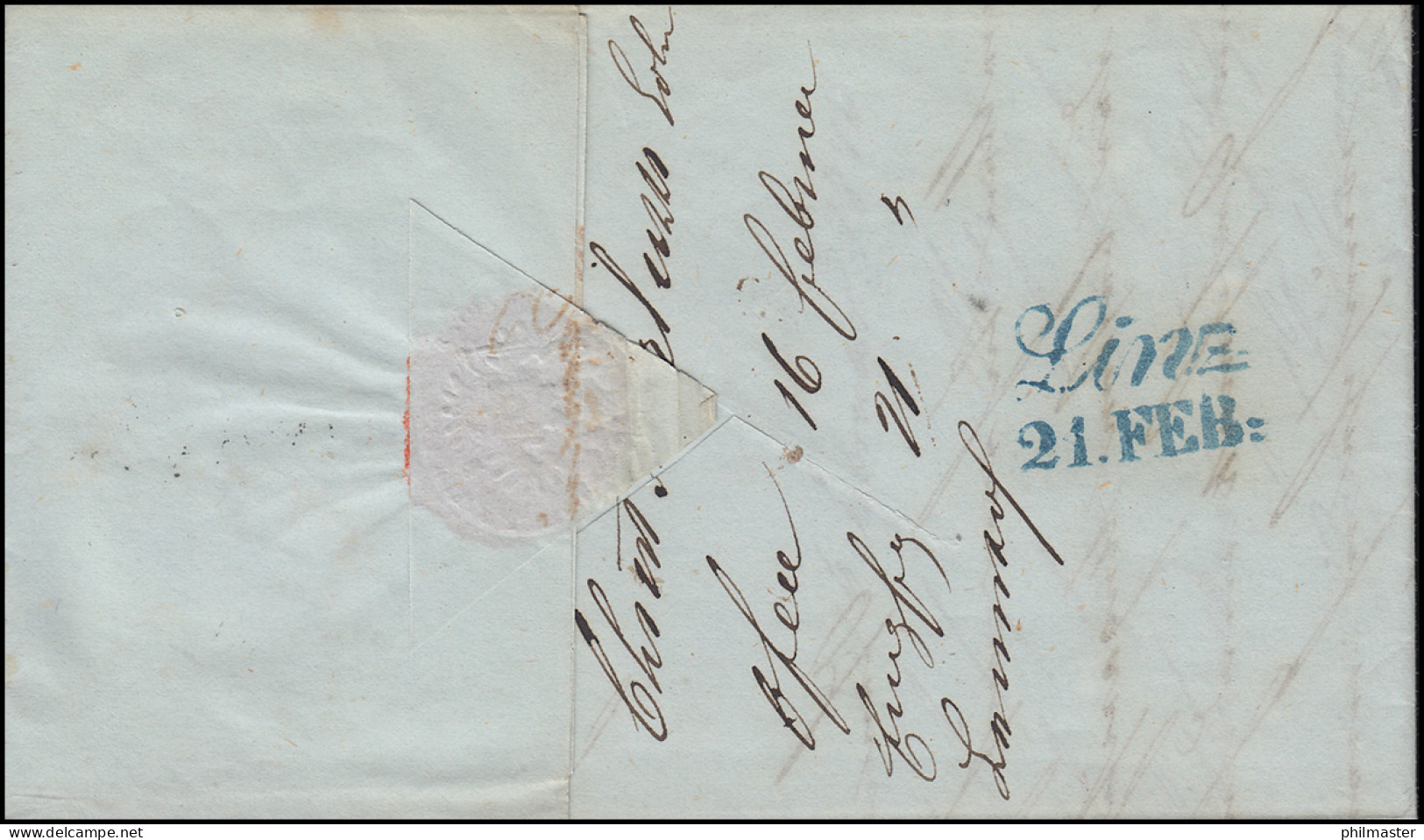Ungarn Vorphilatelie Brief Aus Ofen Vom 16.2.1843 Nach Zweizeiler LINZ 21. FEB. - ...-1867 Prephilately
