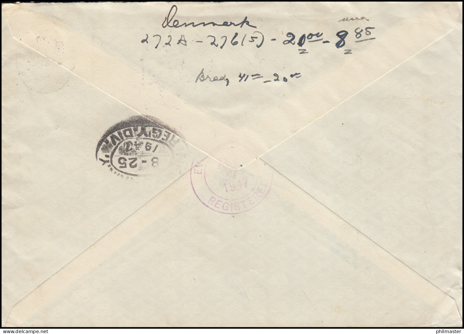 Dänemark Umschlag U 52 Ziffer 5+10 Öre Kz.62 R-Brief Virum / HELLERUP 9.8.47  - Postal Stationery