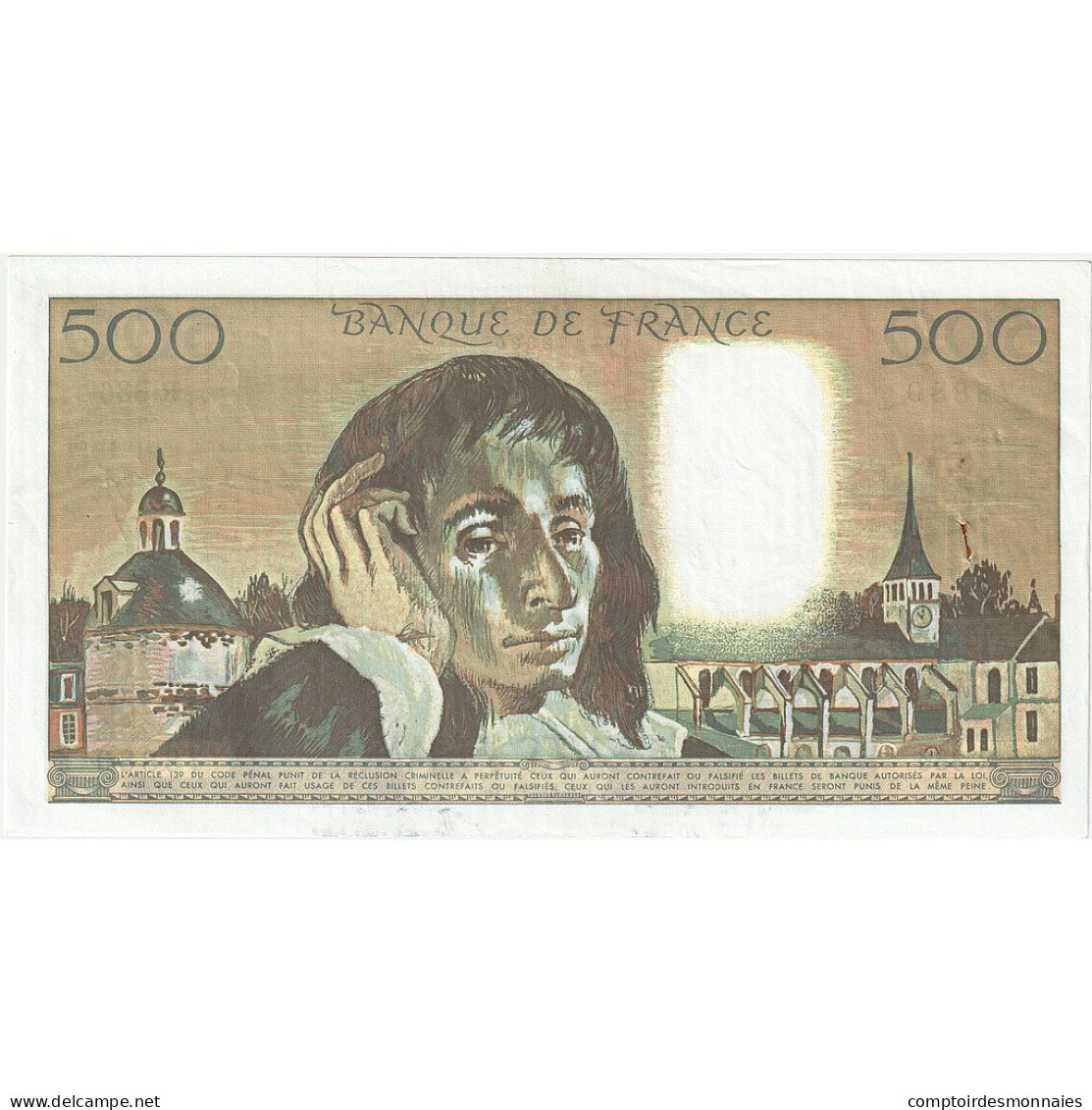 France, 500 Francs, Pascal, 1992, R.386, SUP+, Fayette:71.50, KM:156i - 500 F 1968-1993 ''Pascal''