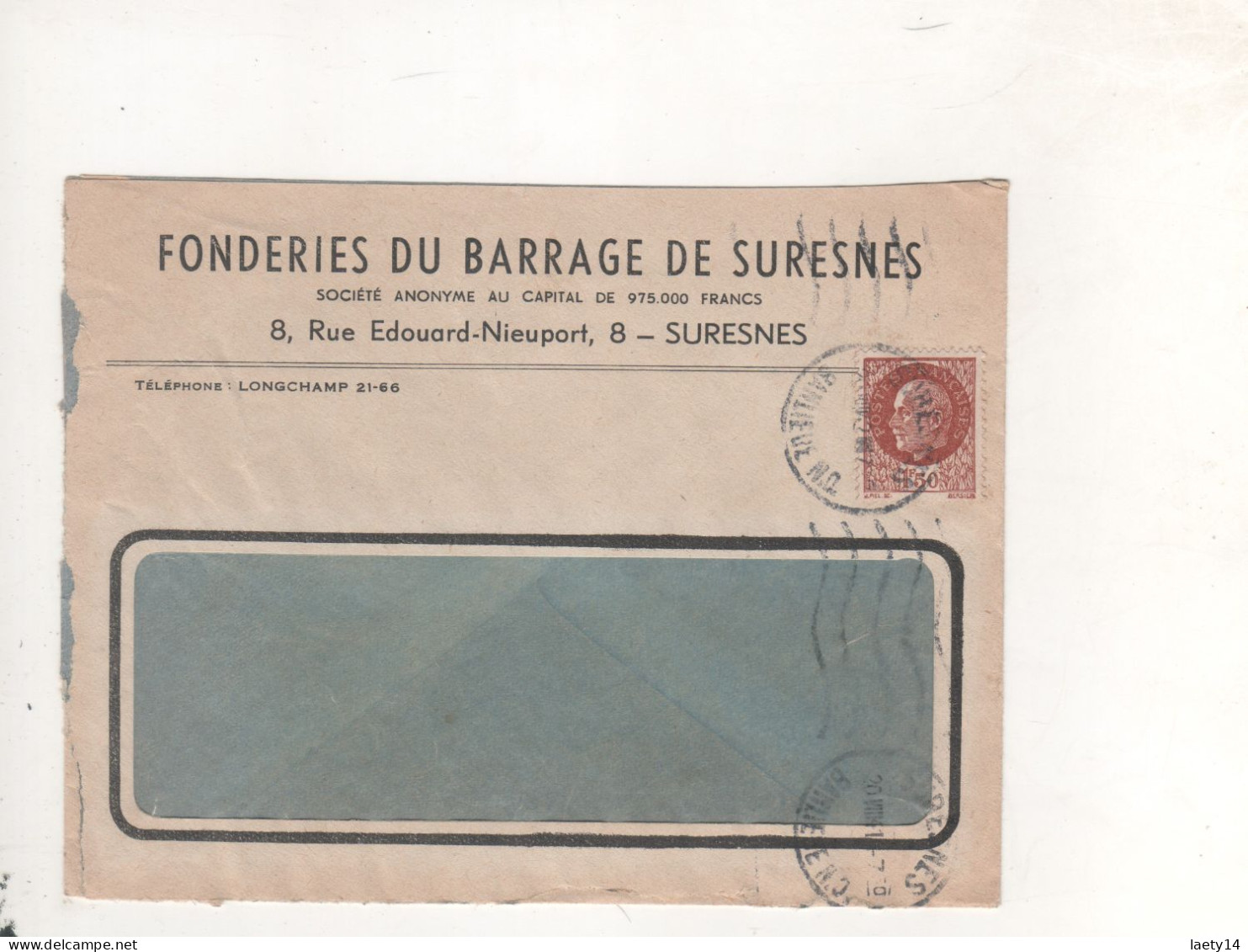 LETTRE PUB  Fonderie Du Barrage De Suresnes - Covers & Documents