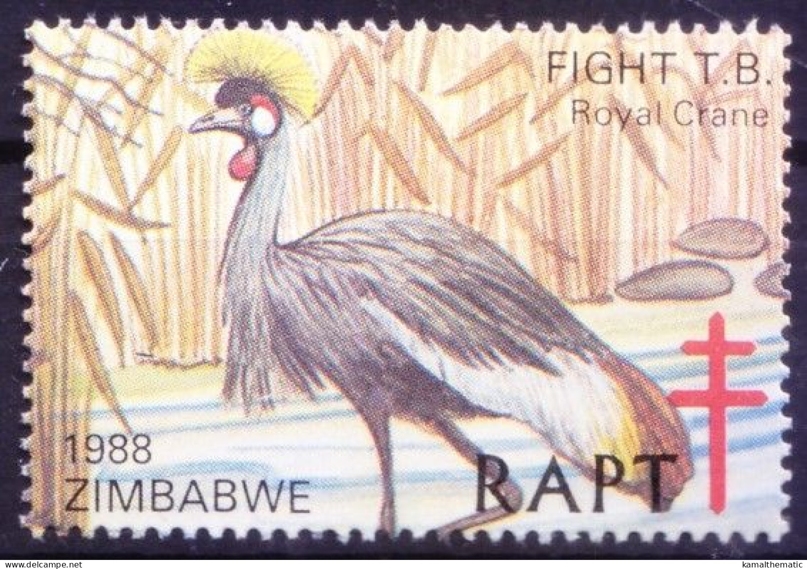 Zimbabwe 1978 MNH, Royal Crane Water Birds, TB Seal Fund To Fight TB, Medicine Disease - Aves Gruiformes (Grullas)