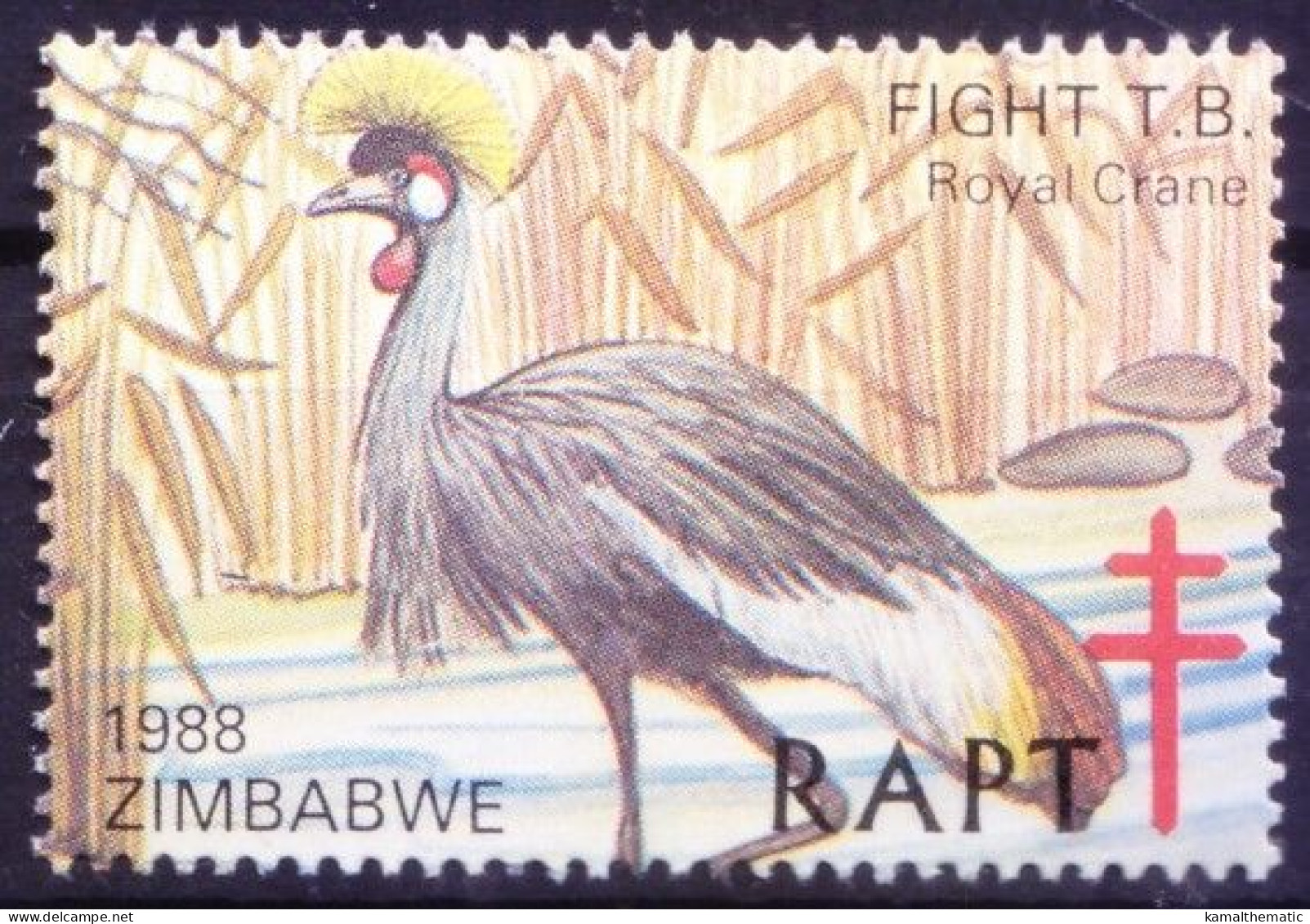 Zimbabwe 1978 MNH, Royal Crane Water Birds, TB Seal Fund To Fight TB, Medicine Disease - Grues Et Gruiformes