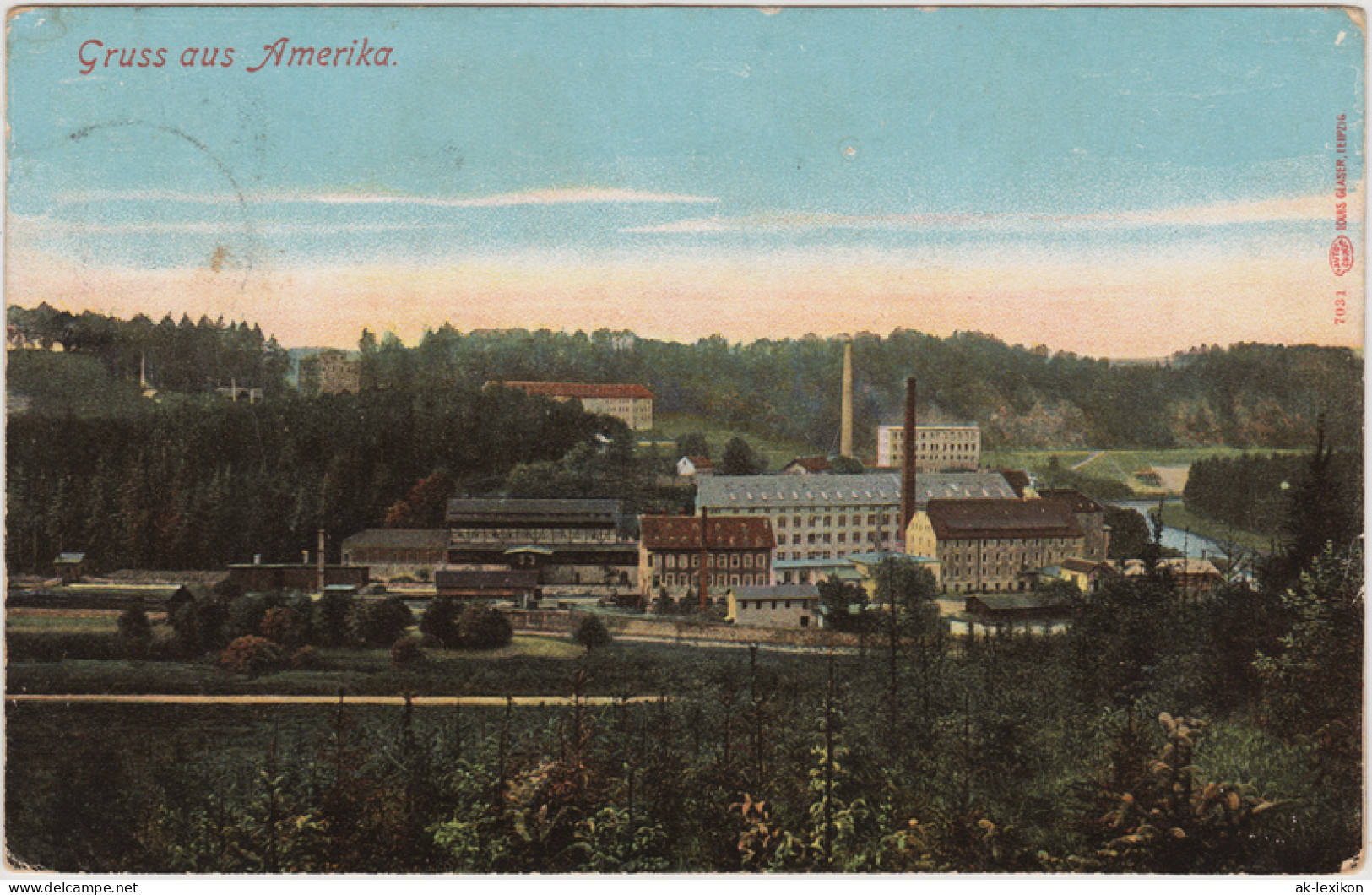 Ansichtskarte Amerika (Mulde)-Penig (Mulde) Partie An Der Stadt - Fabrik 1915 - Penig