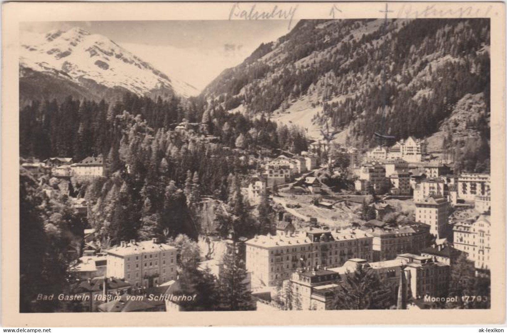 Ansichtskarte Bad Gastein Totale Vom Schillerhof 1935 - Bad Gastein