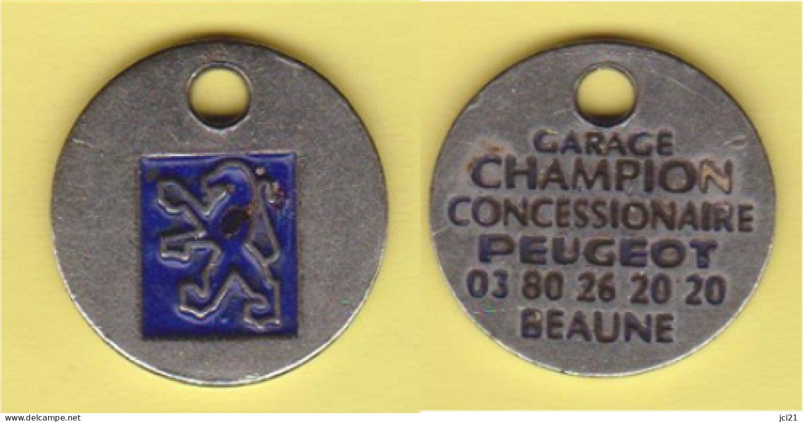 Jeton De Caddie " PEUGEOT " Scann Recto-verso (CHAMPION Concessionnaire Beaune)  [G]_j596 - Trolley Token/Shopping Trolley Chip