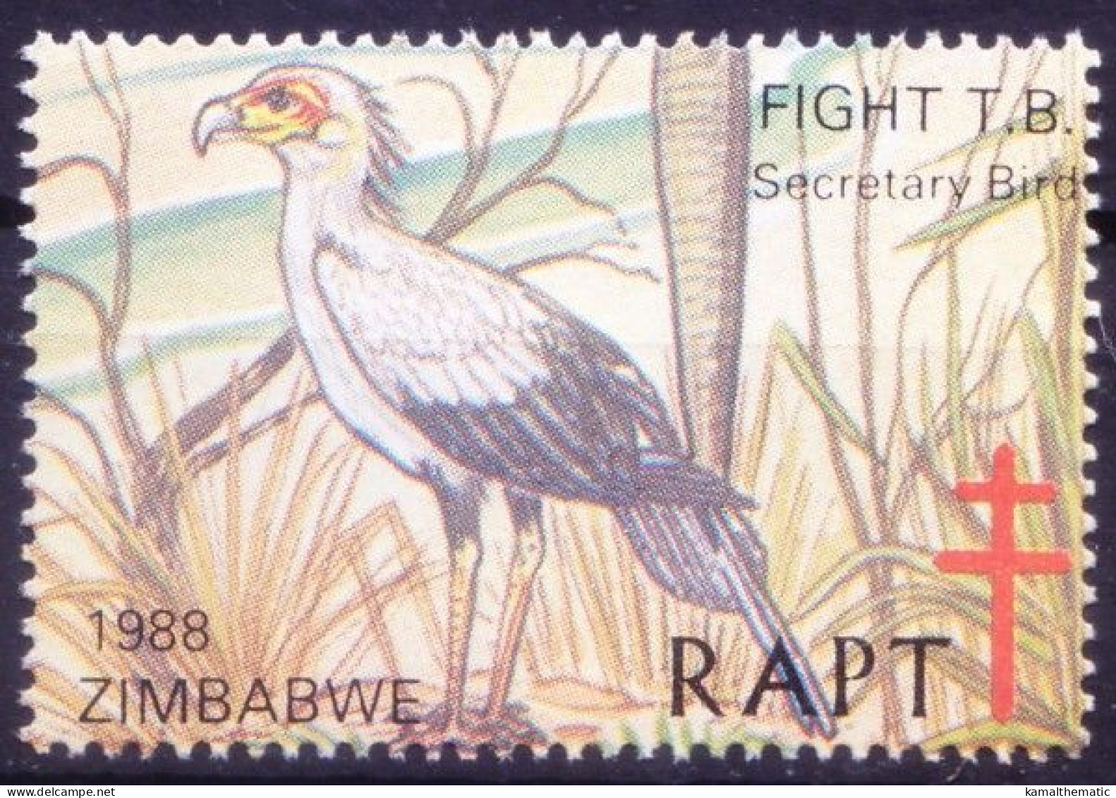 Zimbabwe 1978 MNH, Secretary Birds, TB Seal Fund To Fight TB, Medicine Disease - Hoendervogels & Fazanten