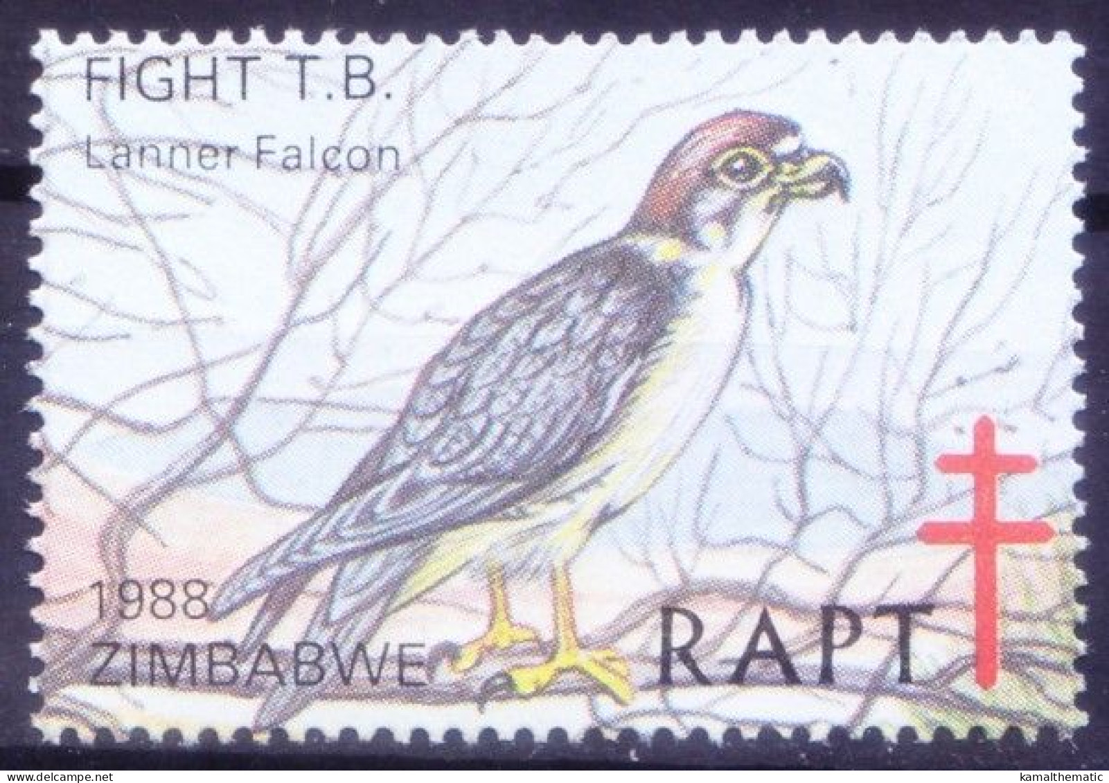 Zimbabwe 1978 MNH, Lanner Falcon Birds Of Prey, TB Seal Fund To Fight TB, Medicine - Águilas & Aves De Presa