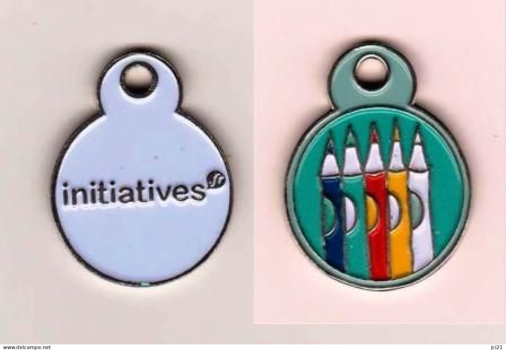 Jeton De Caddie " INITIATIVES " Crayons Couleurs [A] _Je207 - Trolley Token/Shopping Trolley Chip