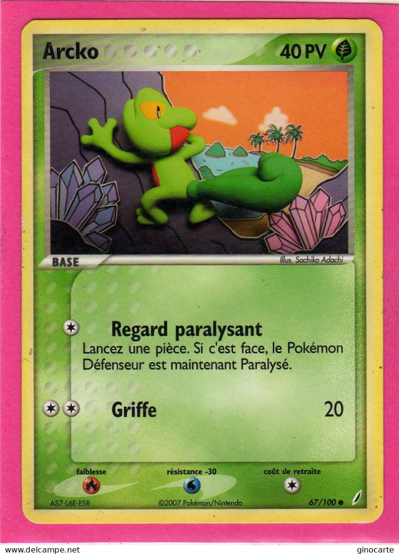 Carte Pokemon 2007 Ex Gardien De Cristal 67/100 Arcko 40pv Bon Etat - Ex