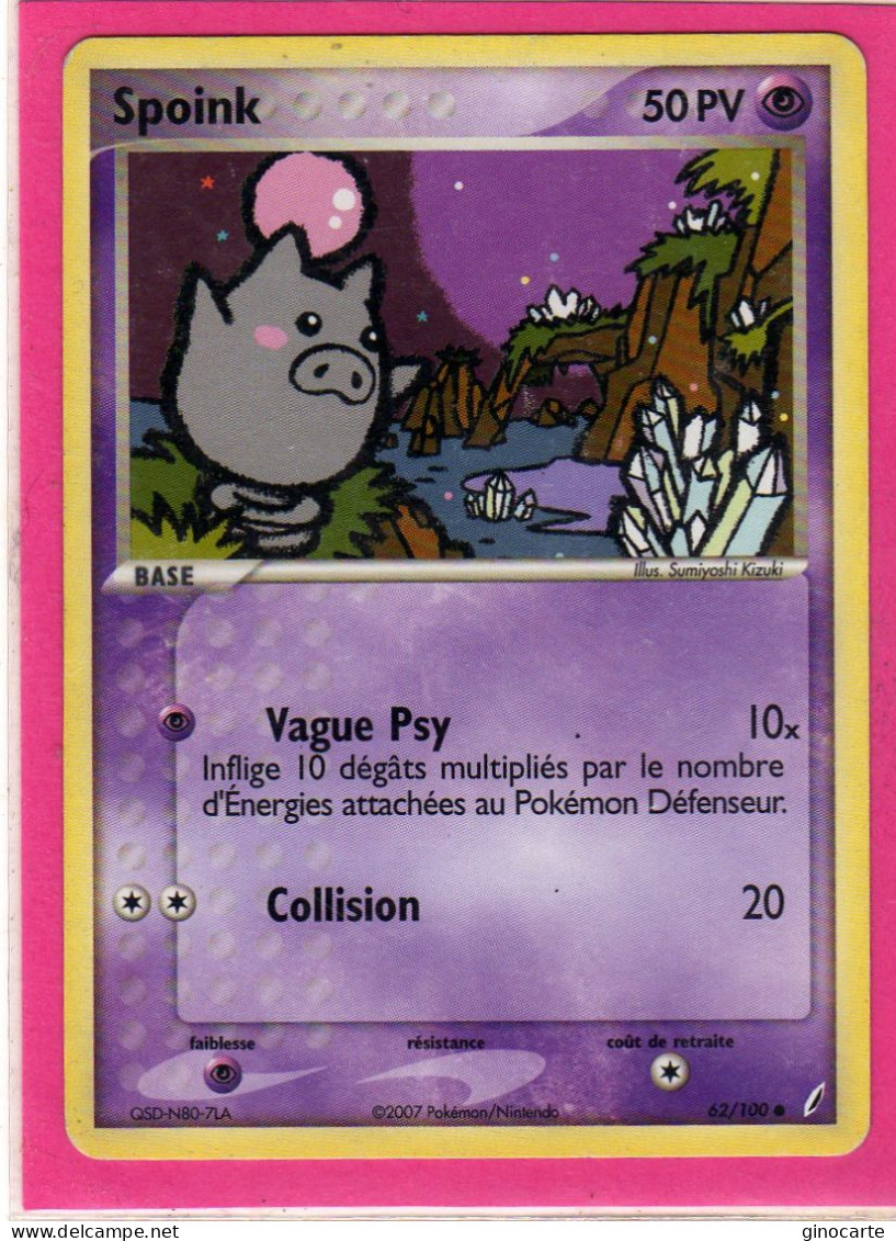 Carte Pokemon 2007 Ex Gardien De Cristal 62/100 Spoink 50pv Bon Etat - Ex