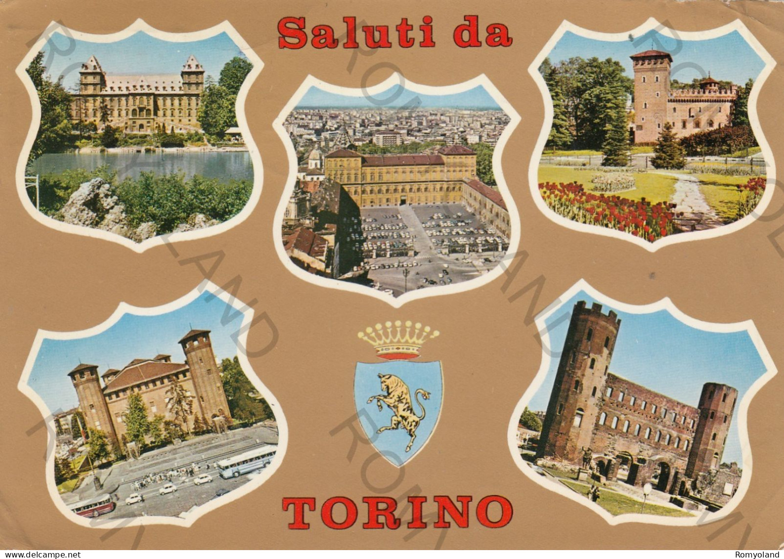 CARTOLINA  C3 TORINO,PIEMONTE-SALUTI DA TORINO-STORIA,MEMORIA,CULTURA,RELIGIONE,IMPERO ROMANO,VIAGGIATA 1974 - Autres Monuments, édifices