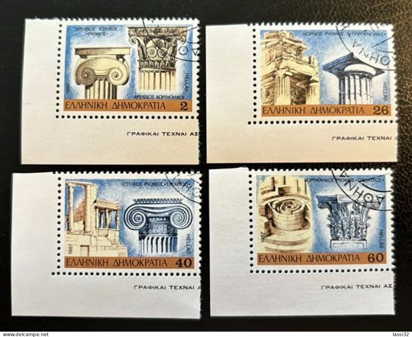 GREECE,1987, ARCHITECTURAL STYLES, COLUMN CAPITALS, USED - Oblitérés