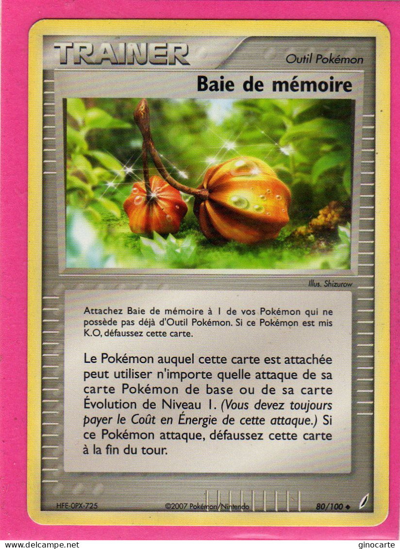 Carte Pokemon 2007 Ex De Cristal 80/100 Baie De Memoire Bon Etat - Ex