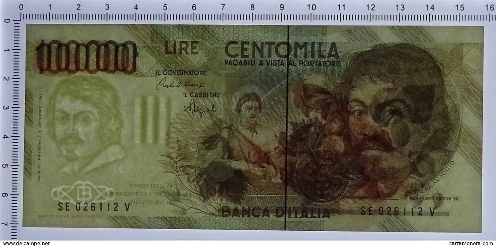 100000 LIRE BANCA D'ITALIA CARAVAGGIO I TIPO LETTERA E 06/03/1992 FDS-/FDS - Altri & Non Classificati