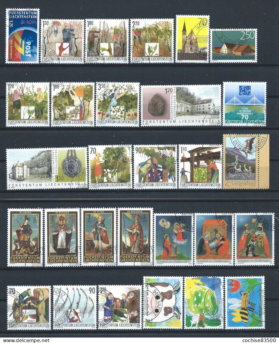 Liechtenstein Lot 29 Tp Obl (FU) Année 2003 - Années Complètes