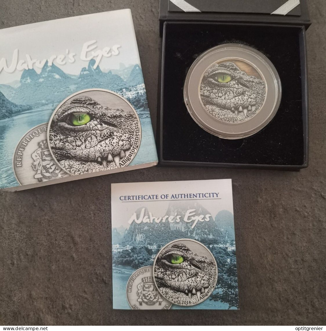 2000 FRANCS CFA ARGENT 2016 CONGO ALLIGATOR DE CHINE 999 Ex. / 2OZ 999 SILVER - Kongo (Dem. Republik 1998)