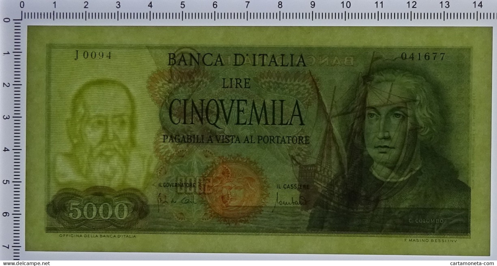 5000 LIRE CRISTOFORO COLOMBO I TIPO MEDUSA 20/01/1970 SUP- - Autres & Non Classés