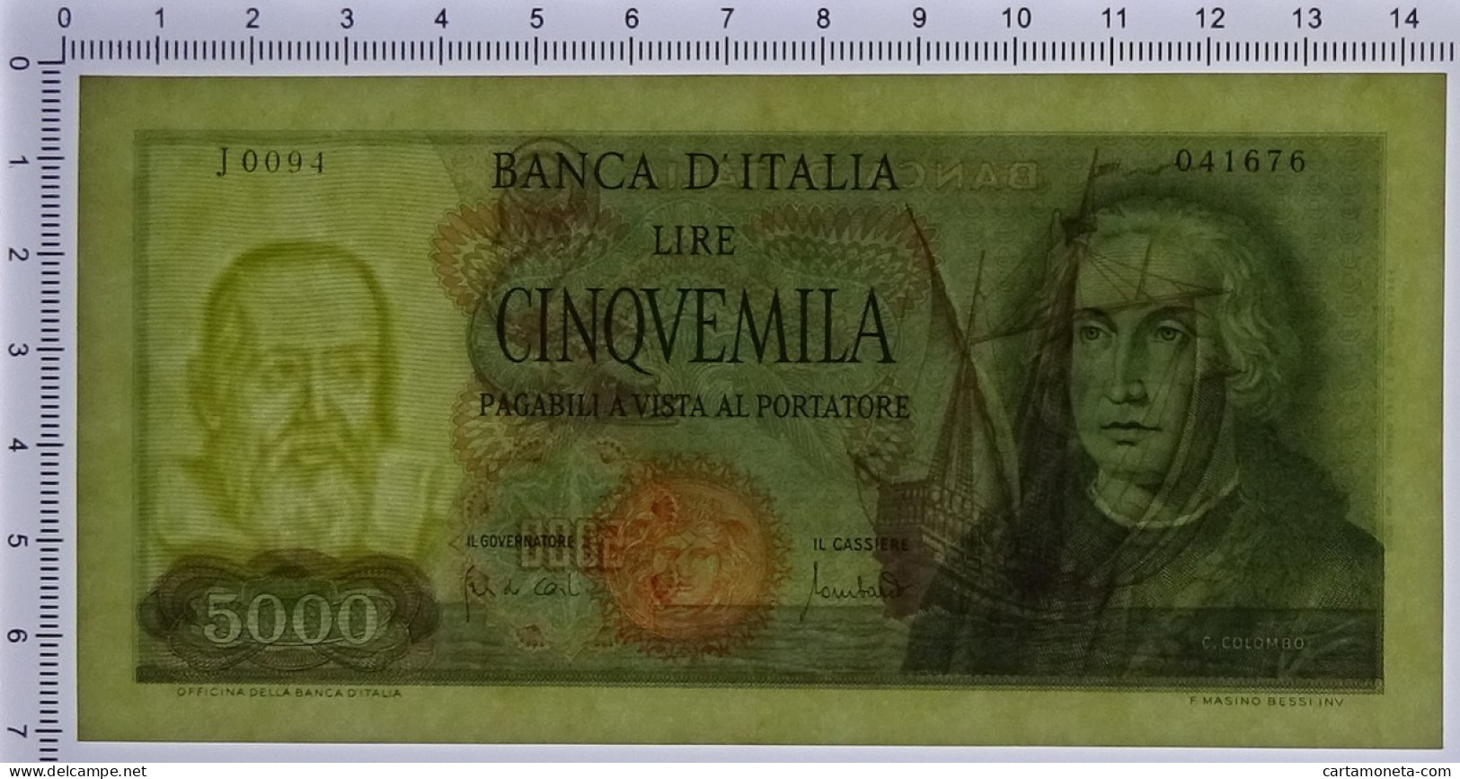 5000 LIRE CRISTOFORO COLOMBO I TIPO MEDUSA 20/01/1970 SUP- - Autres & Non Classés