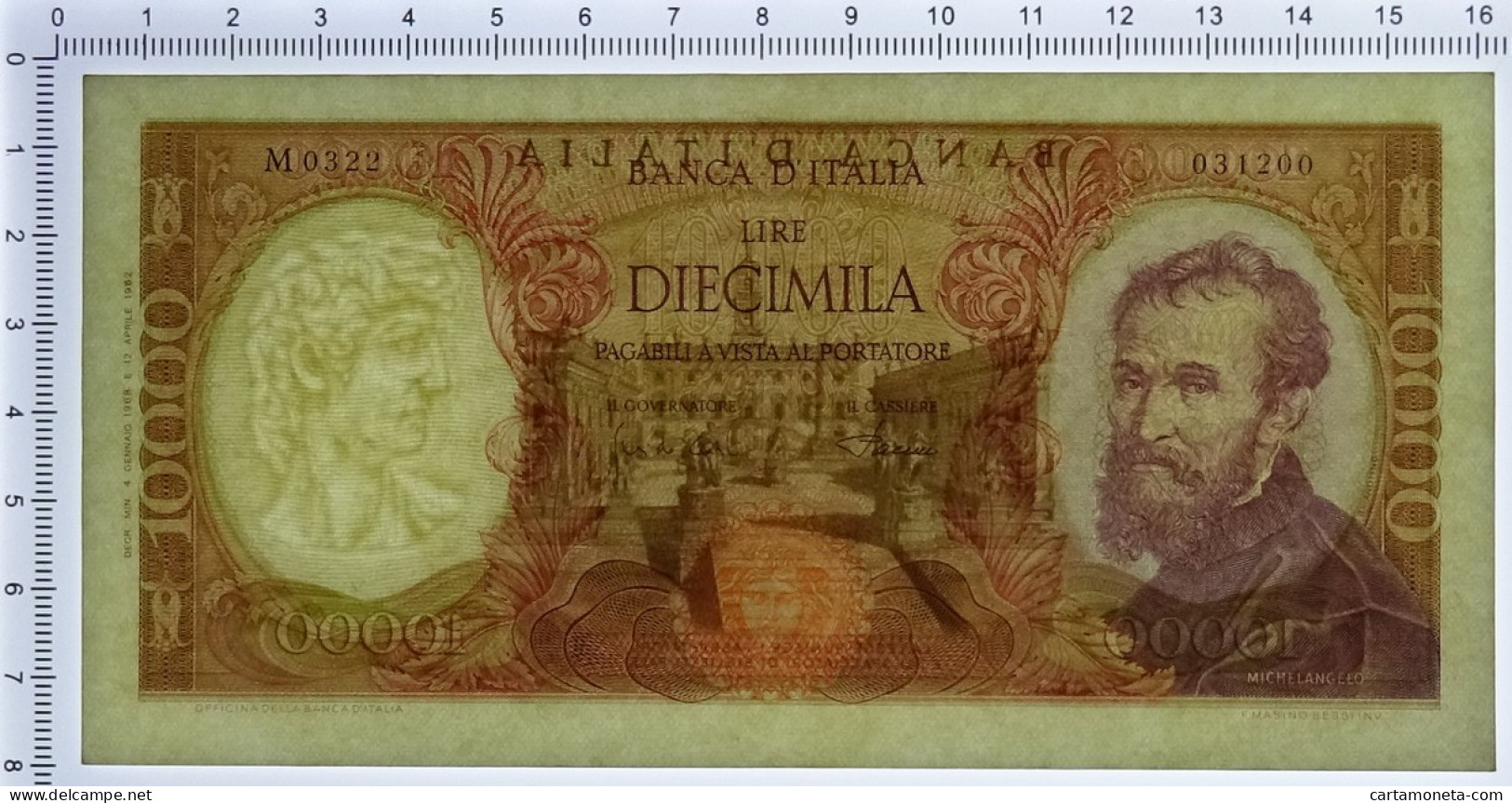 10000 LIRE BANCA D'ITALIA MICHELANGELO MEDUSA 04/01/1968 SPL - Sonstige & Ohne Zuordnung