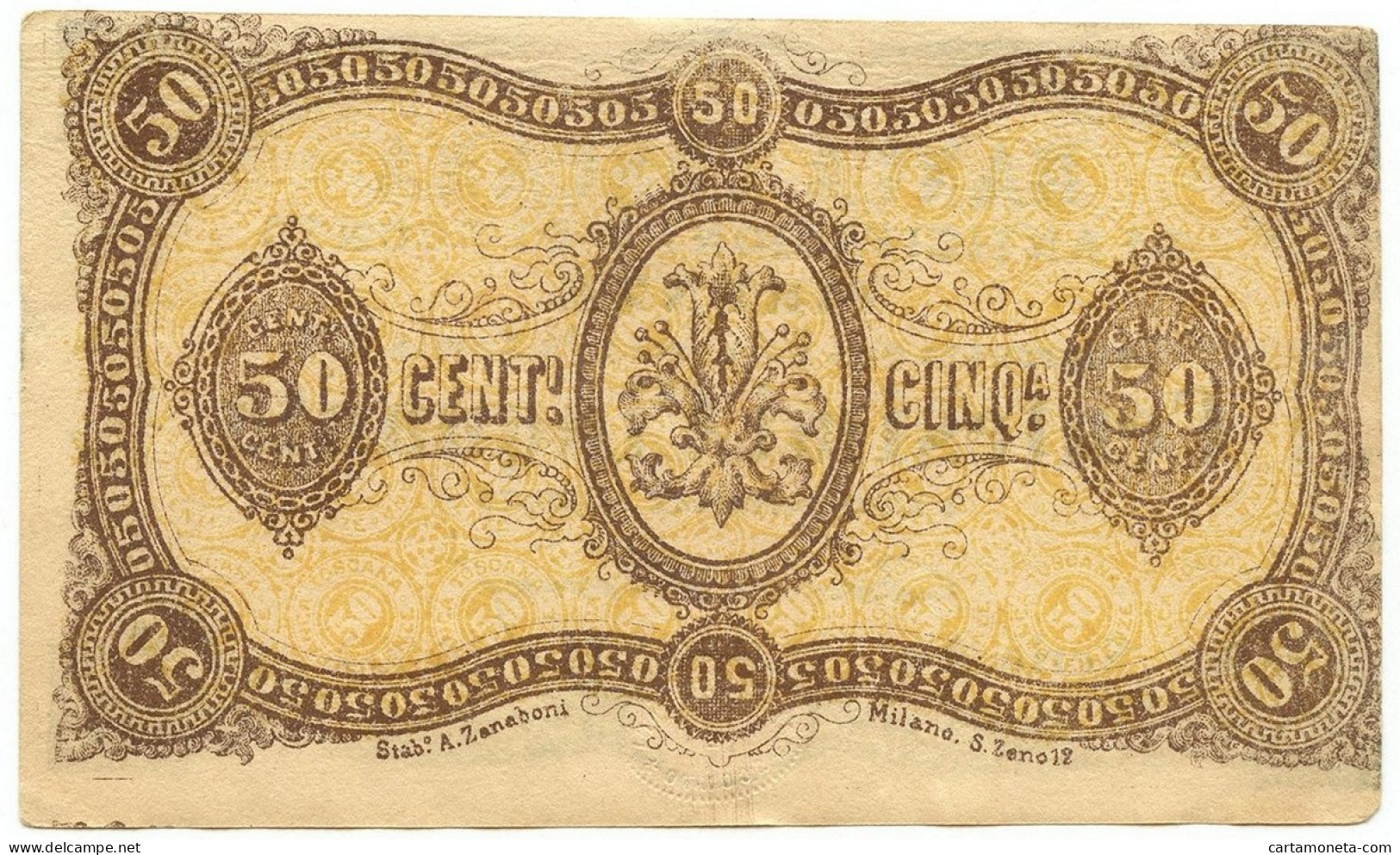 50 CENTESIMI BANCA TOSCANA DI ANTICIPAZIONE E SCONTO FIRENZE 24/04/1870 SPL- - Autres & Non Classés