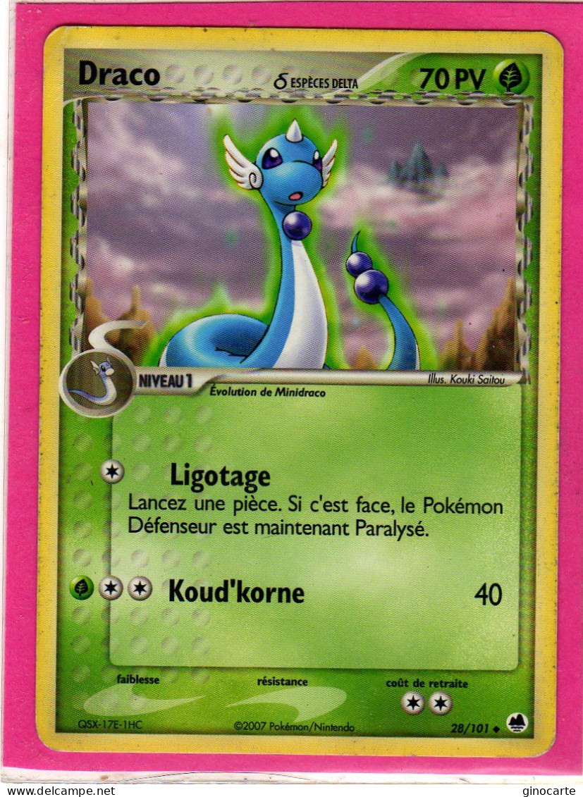 Carte Pokemon 2007 Ex Ile Des Dragons 28/101 Draco 70pv Occasion - Ex