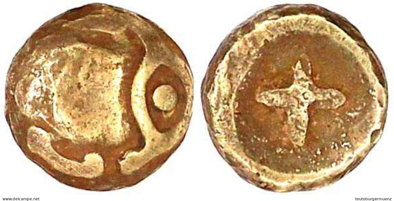 1/4 Stater "Regenbogenschüsselchen", 175/100 V. Chr. Umriss Eines Kopfes Mit Auge/Kreuz. 1,71 G. Sehr Schön/vorzüglich - Gauloises