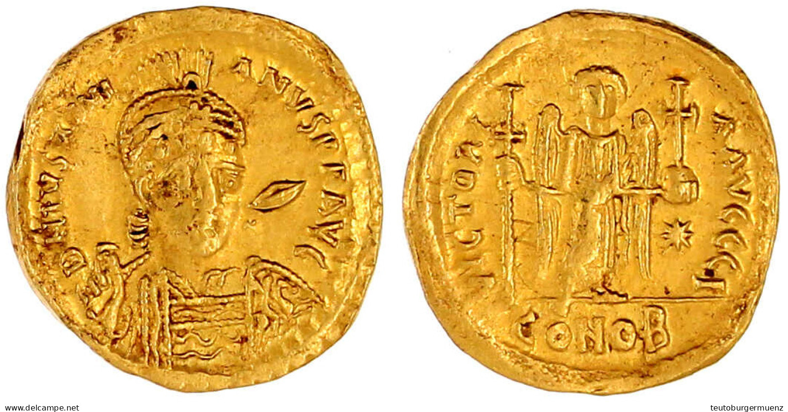 Solidus 527/538, Constantinopel, 10. Offizin. 4,34 G. Sehr Schön/vorzüglich Exemplar Artemide Aste Auktion 62, Nr. 687.  - Byzantinische Münzen