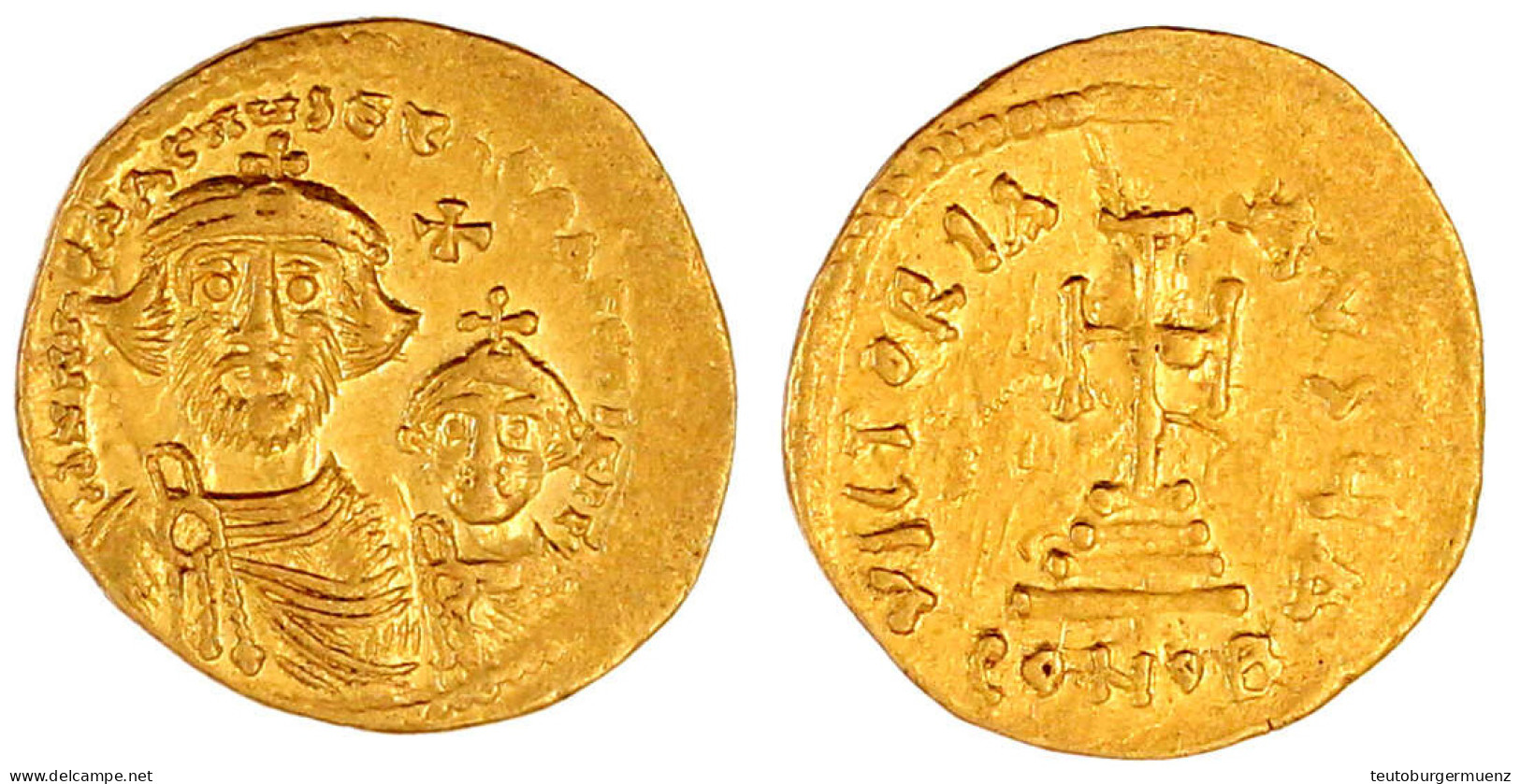 Solidus 616/625 Constantinopel. 4. Offizin. Büsten Von Heraclius Und Heraclius Constantin, Darüber Kreuz/Stufenkreuz. 4, - Bizantine