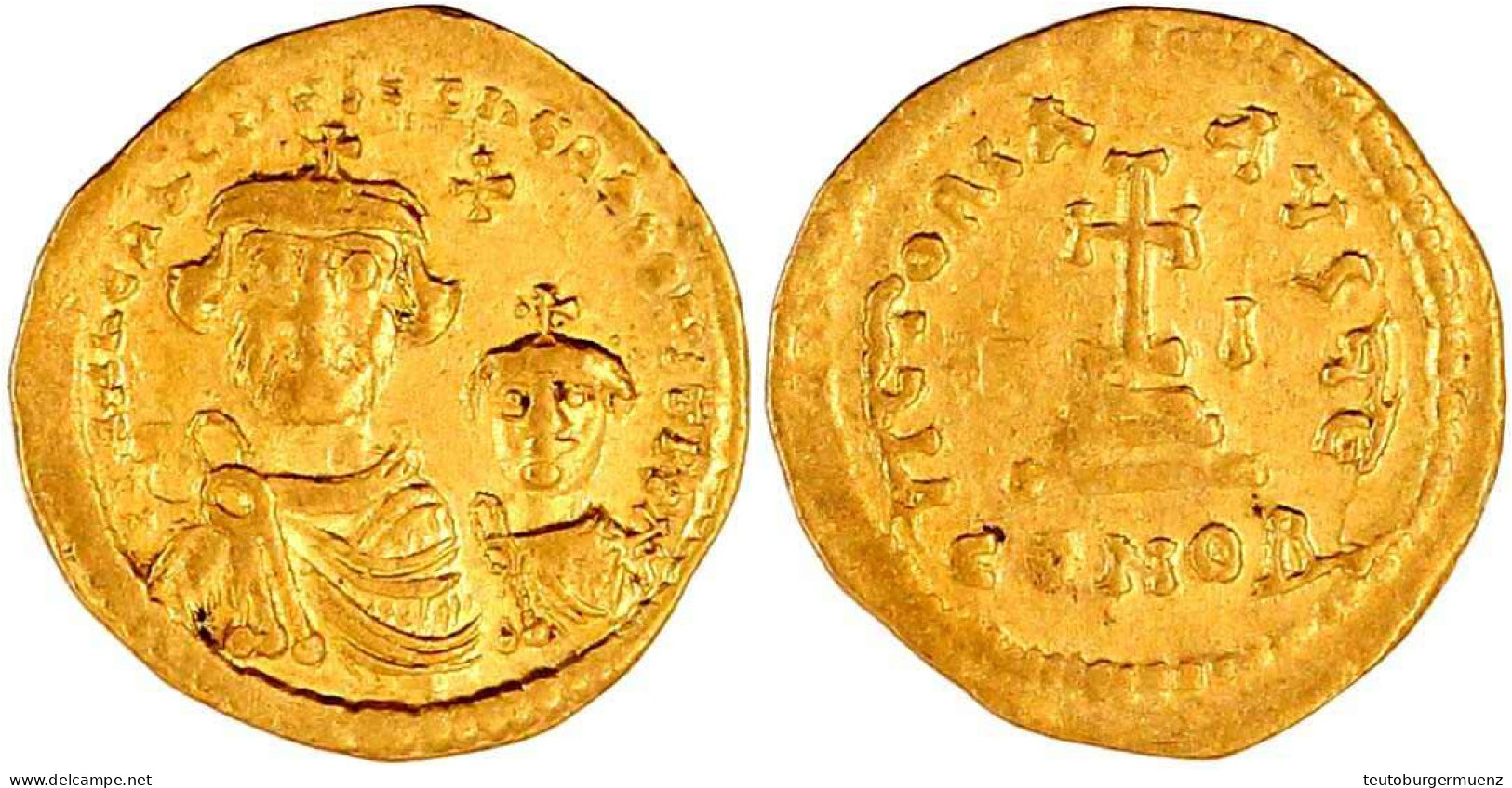 Solidus 616/625 Constantinopel. 5. Offizin, 10. Indiktion. Büsten Von Heraclius Und Heraclius Constantin, Darüber Kreuz/ - Byzantine