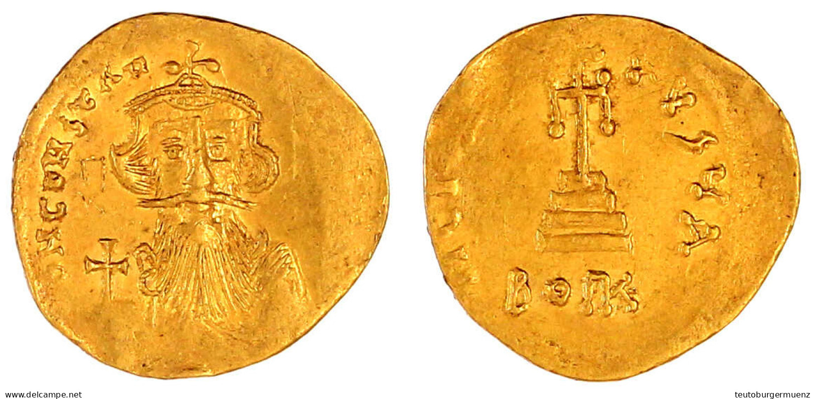 Solidus Zu 23 Siliquae 651/654 Constantinopel, 1. Offizin Mit Mzst.-Angabe BOΓK (in Ligatur). 4,26 G. Sehr Schön/vorzügl - Byzantines