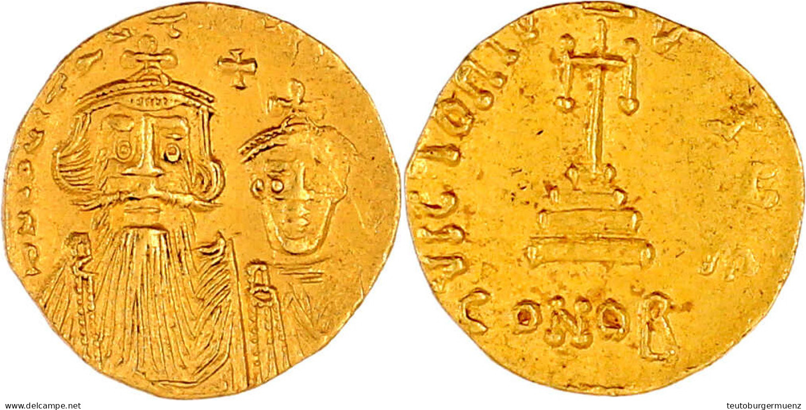 Solidus 654/659, Constantinopel, 5. Off. 4,44 G. Vorzüglich, Min. Prägeschwäche Am Rand. Sear 959. - Byzantine