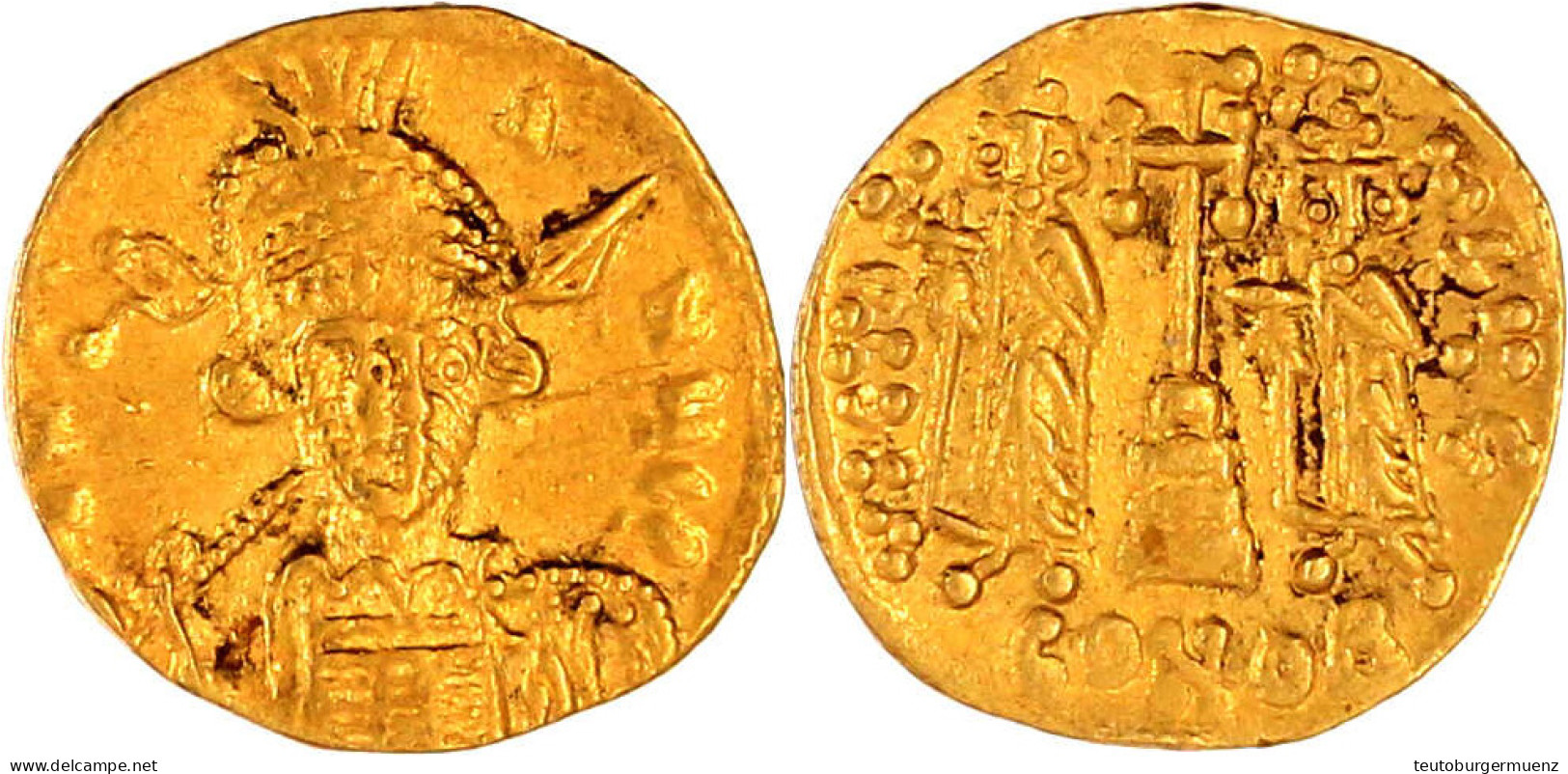 Solidus 668/680, Constantinopel. 4,36 G. Vorzüglich, Graffiti Exemplar Via Numismatik 9. E-live-Auktion, Nr.377. Sear 11 - Byzantium