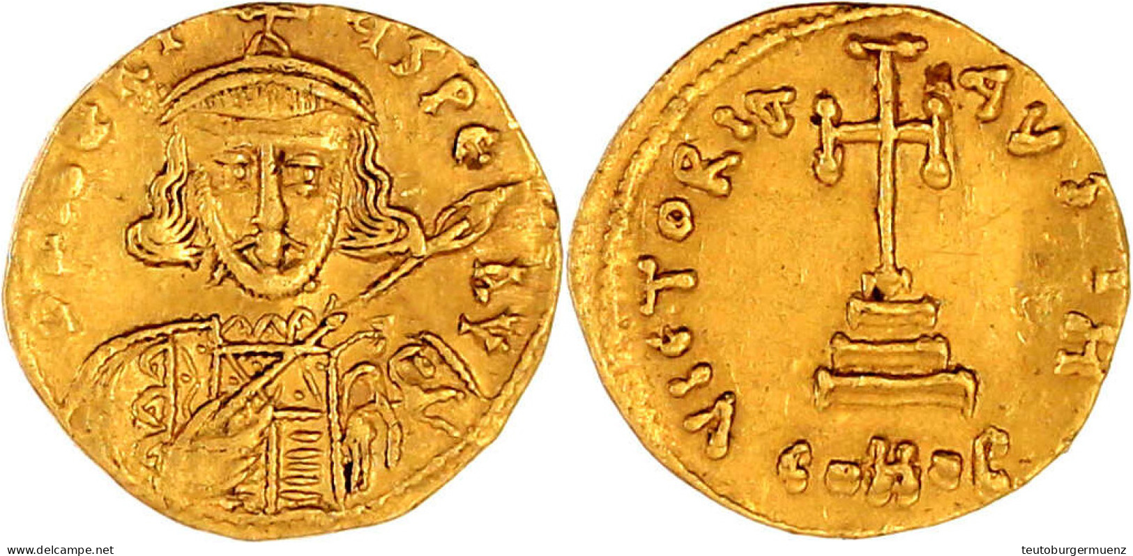 Solidus 698/705, Constantinopel, 8. Offizin. 4,35 G. Sehr Schön/vorzüglich, Kratzer Exemplar Via Numismatik Auktion 1, N - Byzantine