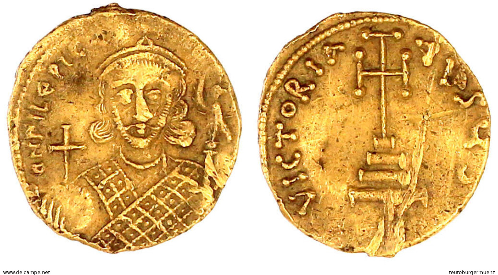 Solidus 711/713, Constantinopel. Brb. V.v./Stufenkreuz. 4,26 G. Sehr Schön, Kratzer, Selten Exemplar Via Numismatik 7. E - Byzantines