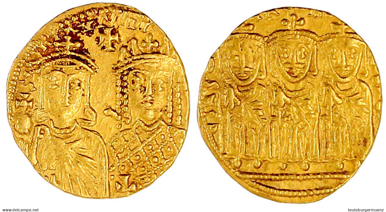 Solidus 792/793, Constantinopel. Brb. Irene Mit Ihrem Sohn Constantin VI. Nebeneinander/Leo III., Constantin V. Und Leo  - Byzantium