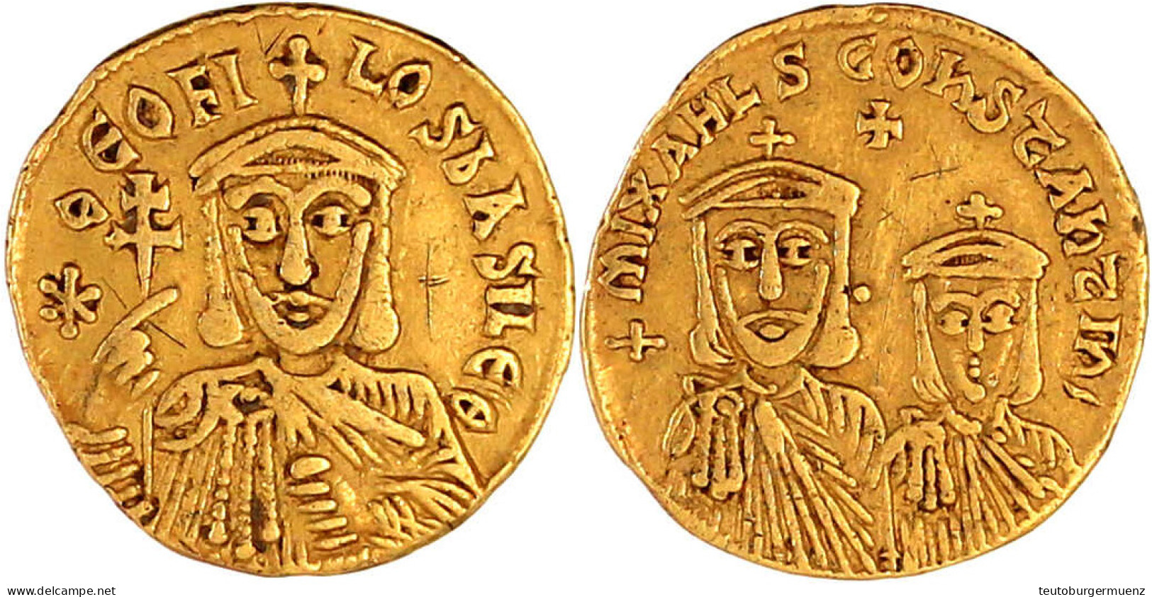 Solidus 829/842, Constantinopel. Brb. Theophil V.v./Brb. Michael Und Constantin Nebeneinander. 4,27 G. Sehr Schön Exempl - Byzantines