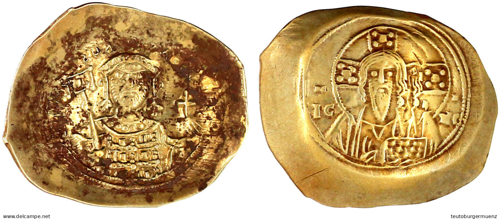 Histamenon ELEKTRON 1071/1078. Hüftbild V.v. Mit Labarum Und Kreuzglobus/Christus Thront V.v. 4,33 G. Sehr Schön/vorzügl - Byzantinische Münzen