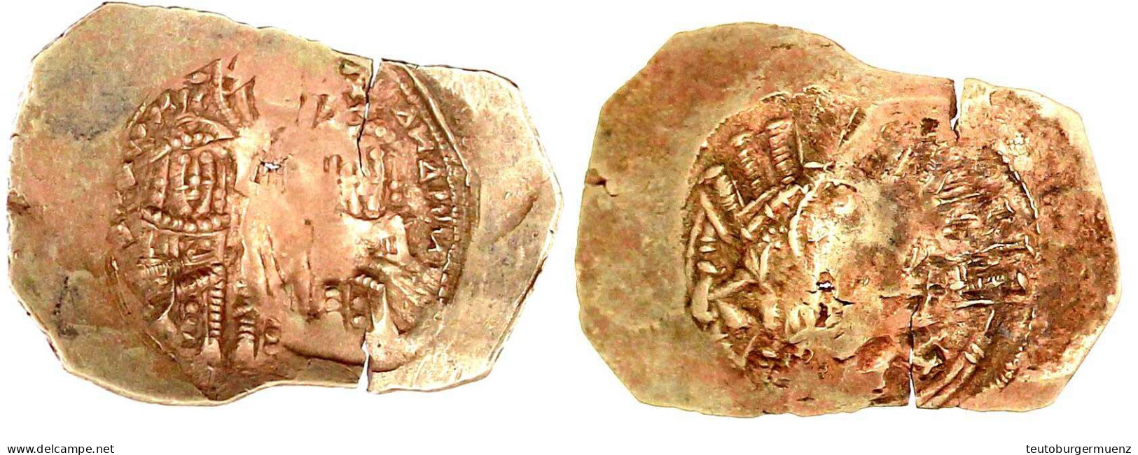 Hyperpyron 1295/1320, Constantinopel. Christus Krönt Beide Kaiser/Maria In Stadtmauer. 4,8 G. Konkaver, Fast Rechteckige - Byzantium