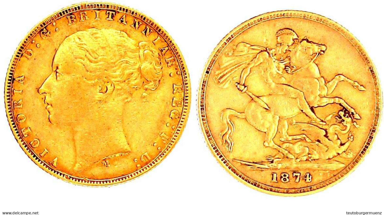 Sovereign 1874 M, Melbourne. 7,98 G. 917/1000. Sehr Schön. Spink. 3857. - Otros & Sin Clasificación