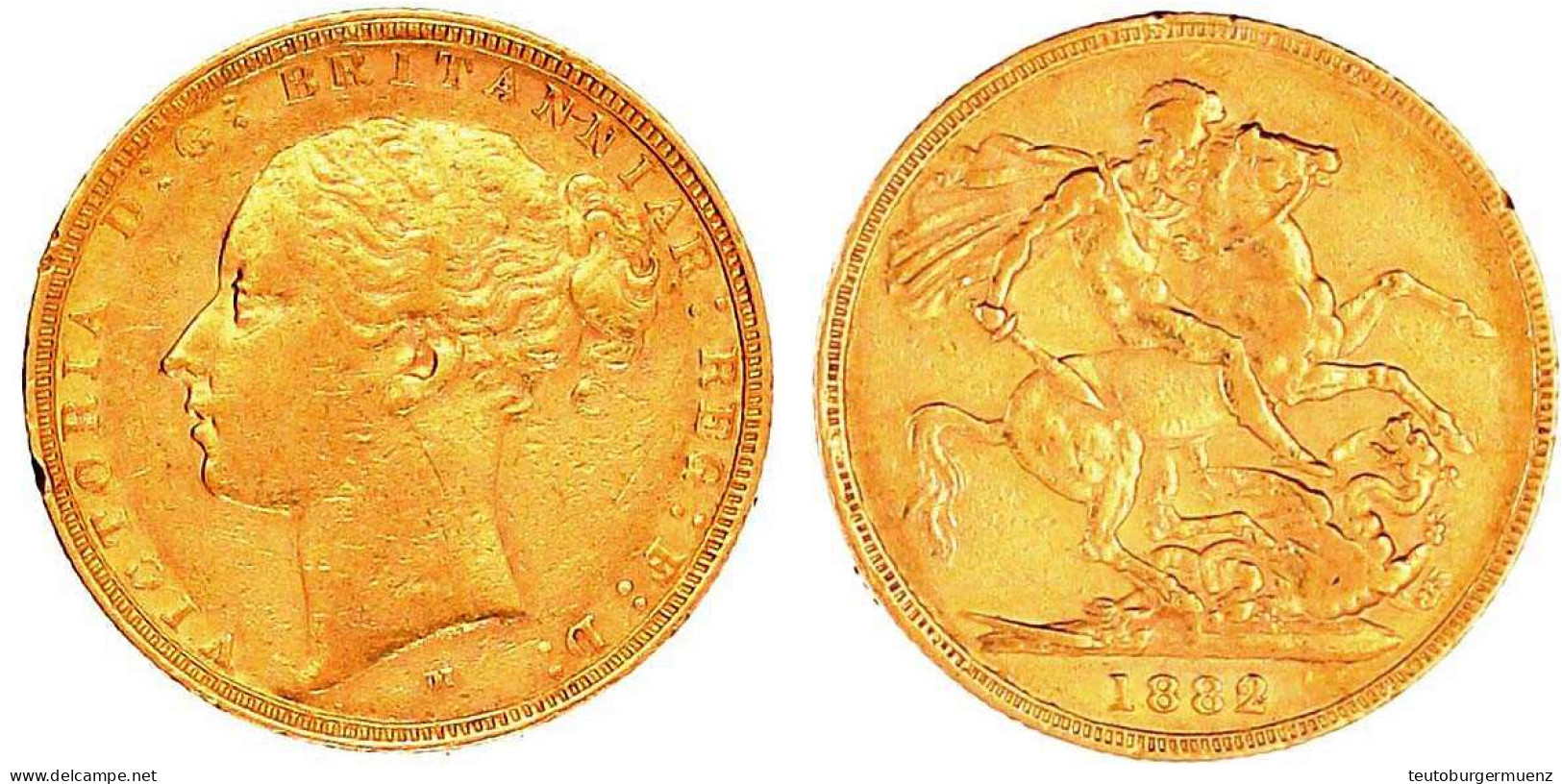 Sovereign 1882 M, Melbourne. 7,99 G. 917/1000. Sehr Schön, Kl. Randfehler. Spink. 3857A. - Other & Unclassified